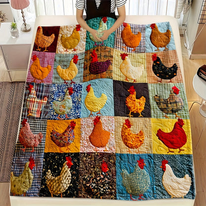 💥Surprise Price: Only £10.99!🌲🎁Vintage Chicken Print Flannel Blanket🐔