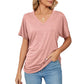 🎁LAST DAY SALE £10.99!!🔥Summer Hot Sale 50% OFF🌷Women's V Neck Dolman Tops with Side Shirring