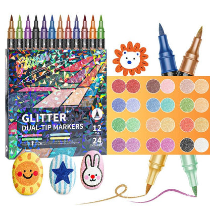 🎁EASTER SALE – ONLY £9.99!!🎨Glitter Effect Brush Markers🥇✨: Create Sparkling Art Smoothly 🥳
