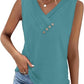🔥LAST WEEK- ONLY￡10.99!!💐2026 Women’s Button Down V Neck Loose Fit Tank Top
