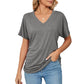 🎁LAST DAY SALE £10.99!!🔥Summer Hot Sale 50% OFF🌷Women's V Neck Dolman Tops with Side Shirring