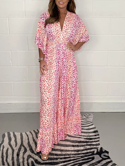 💖Last Day Sale 49% OFF💃V-neck Leopard Print Loose Wide Leg Dress Pants
