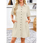 💃2026 Summer Hot Sale 70% OFF✨Women's Short Sleeve Button Down Textured Babydoll Dress with Pockets