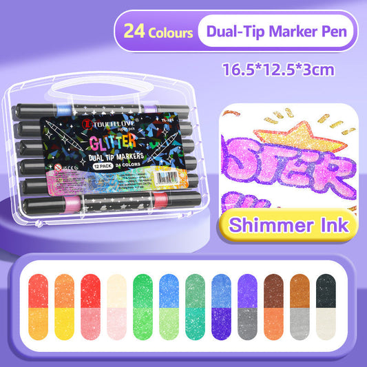 🎅Christmas Gift idea: £6.99!!✨🎁Dual-Tip Glitter Marker Pen