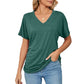 🎁LAST DAY SALE £10.99!!🔥Summer Hot Sale 50% OFF🌷Women's V Neck Dolman Tops with Side Shirring