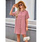 💃2026 Summer Hot Sale 70% OFF✨Women's Short Sleeve Button Down Textured Babydoll Dress with Pockets