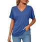 🎁LAST DAY SALE £10.99!!🔥Summer Hot Sale 50% OFF🌷Women's V Neck Dolman Tops with Side Shirring