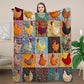 💥Surprise Price: Only £10.99!🌲🎁Vintage Chicken Print Flannel Blanket🐔