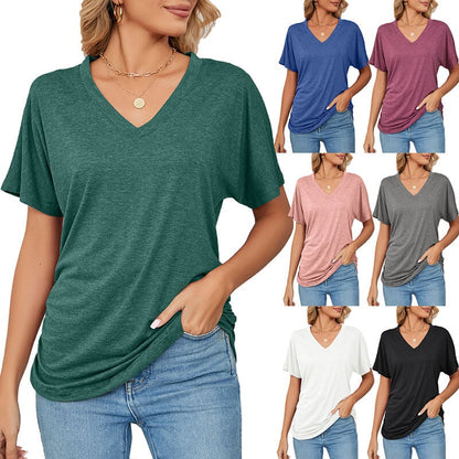 🎁LAST DAY SALE £10.99!!🔥Summer Hot Sale 50% OFF🌷Women's V Neck Dolman Tops with Side Shirring