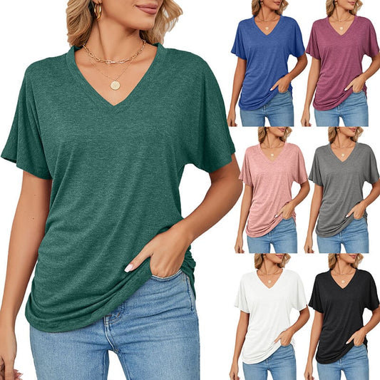 🎁LAST DAY SALE £10.99!!🔥Summer Hot Sale 50% OFF🌷Women's V Neck Dolman Tops with Side Shirring