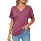 🎁LAST DAY SALE £10.99!!🔥Summer Hot Sale 50% OFF🌷Women's V Neck Dolman Tops with Side Shirring