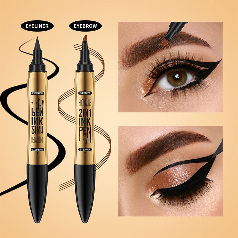 2-in-1 Waterproof Magic 4-fork Eyebrow Pen & Eyeliner-8