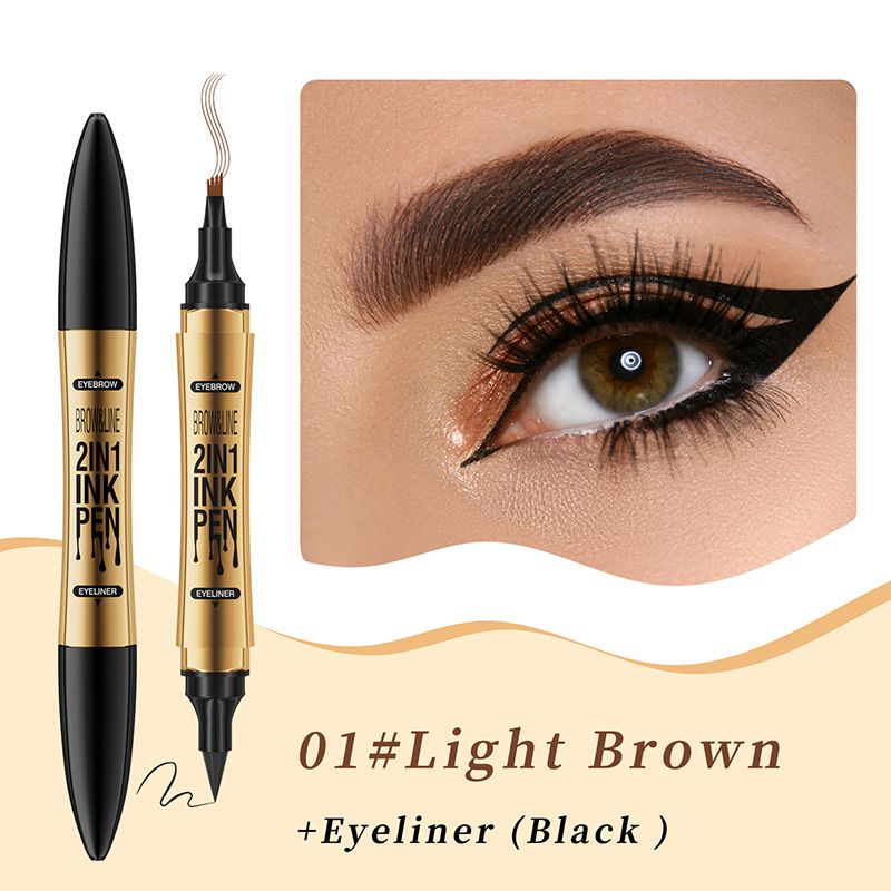 2-in-1 Waterproof Magic 4-fork Eyebrow Pen & Eyeliner-5