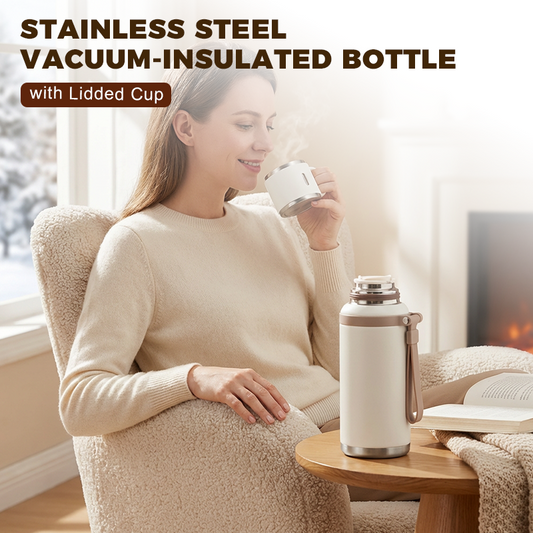🔥NEW YEAR SALE - ONLY £12.99!!⚡50K+ SOLD!💝2 in 1 Stainless Steel Vacuum Insulated Bottle with Lidded Cup🍵
