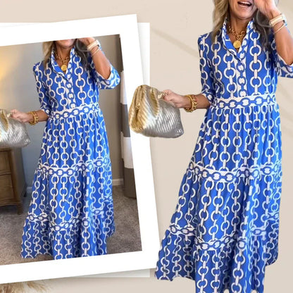 🔥Spring Specials Deals 50% OFF🌸💐Women’s Geometric Print V-Neck Maxi Dress