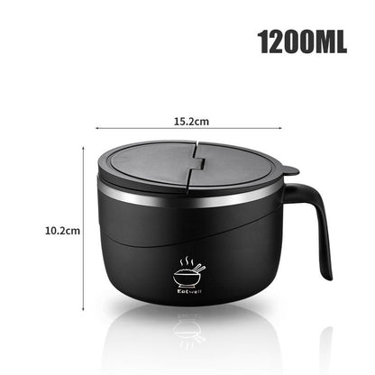 🔥LAST DAY SALE £9.99!!⚡50K+ SOLD!🍜304 Stainless Steel Multi-Purpose Anti-Scald Large-Capacity Instant Noodle Bowl