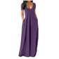 🔥Summer cool-down deal: just £13.99!💃Women's Round Neck Short Sleeve Casual Soft Fabric Long Dress