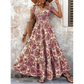 🔥Summer Hot Sale - ONLY ￡16.99!!🌼 Women's V-Neck Floral Smocked Maxi Dress – Elegant, Bohemian, Lightweight 🦋