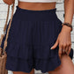 🔥💐LAST DAY SALE 50%OFF💃Solid Color Stretch Waist Layered Short Skirt