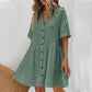 💃2026 Summer Hot Sale 70% OFF✨Women's Short Sleeve Button Down Textured Babydoll Dress with Pockets