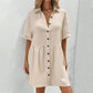 💃2026 Summer Hot Sale 70% OFF✨Women's Short Sleeve Button Down Textured Babydoll Dress with Pockets