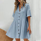 💃2026 Summer Hot Sale 70% OFF✨Women's Short Sleeve Button Down Textured Babydoll Dress with Pockets