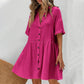 💃2026 Summer Hot Sale 70% OFF✨Women's Short Sleeve Button Down Textured Babydoll Dress with Pockets