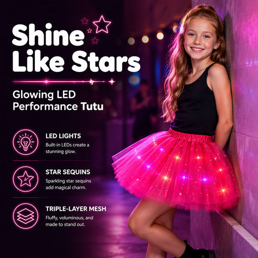 ✨LIMITED TIME PRICE: ONLY ￡8.99!!!🎁LED Light Up Sequin Tutu Skirt Star Mesh Princess Skirt for Girls and Adults