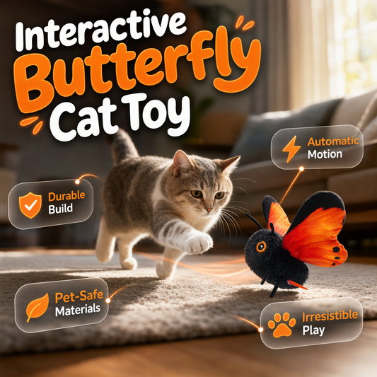 🦋LIMITED TIME - ONLY ￡12.99!! 🐱 Smart Sensing Flapping Butterfly Toy – Motion-activated, realistic flight, interactive fun – keeps your cat engaged for hours. 🔥✨