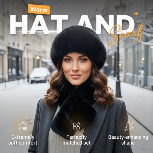 🎄CHRISTMAS SALE NOW - ￡8.99!!🧣❄️Heat Lock & Full Head-to-Neck Coverage — Winter Plush Scarf & Hat Set